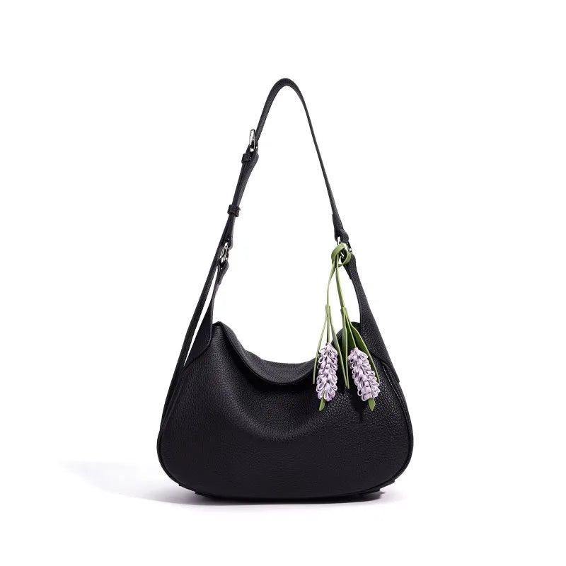 Soft Leather Buckle Shoulder Bag