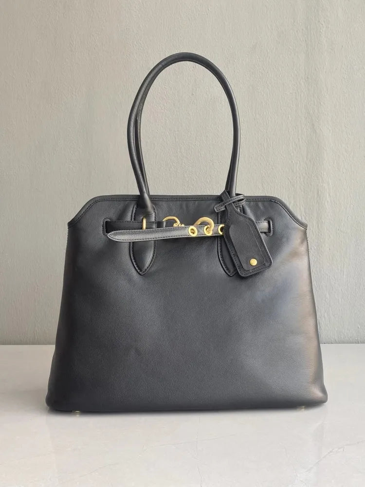 Leather Buckle Tote Bag