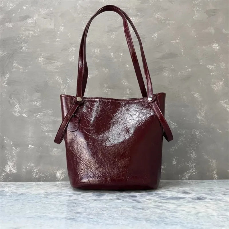 Leather Bucket Shoulder Bag