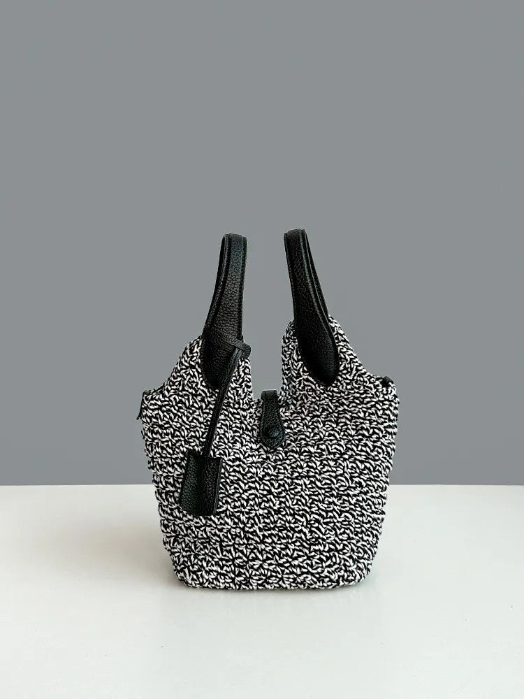 Woven Leather Bucket Bag