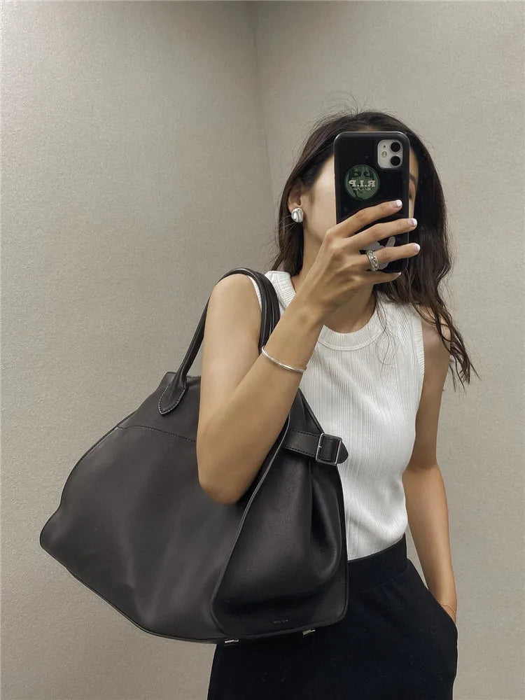 Leather Oversized Top Handle Bag