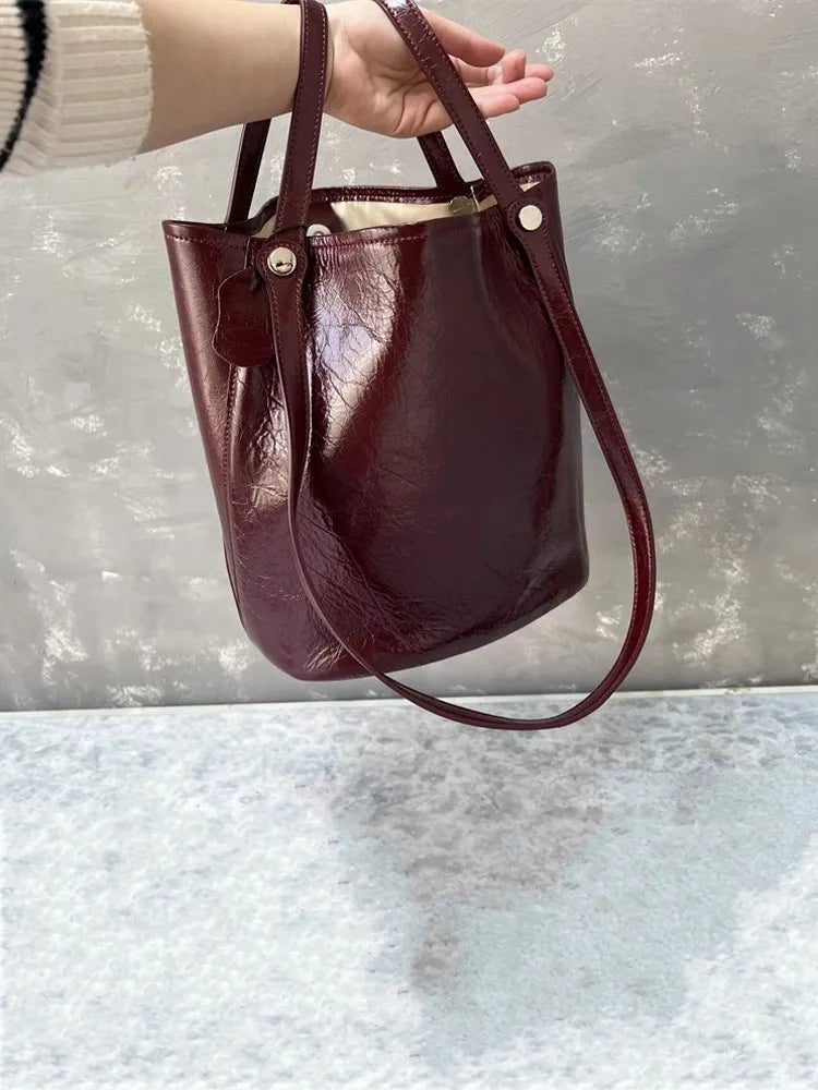 Leather Bucket Shoulder Bag
