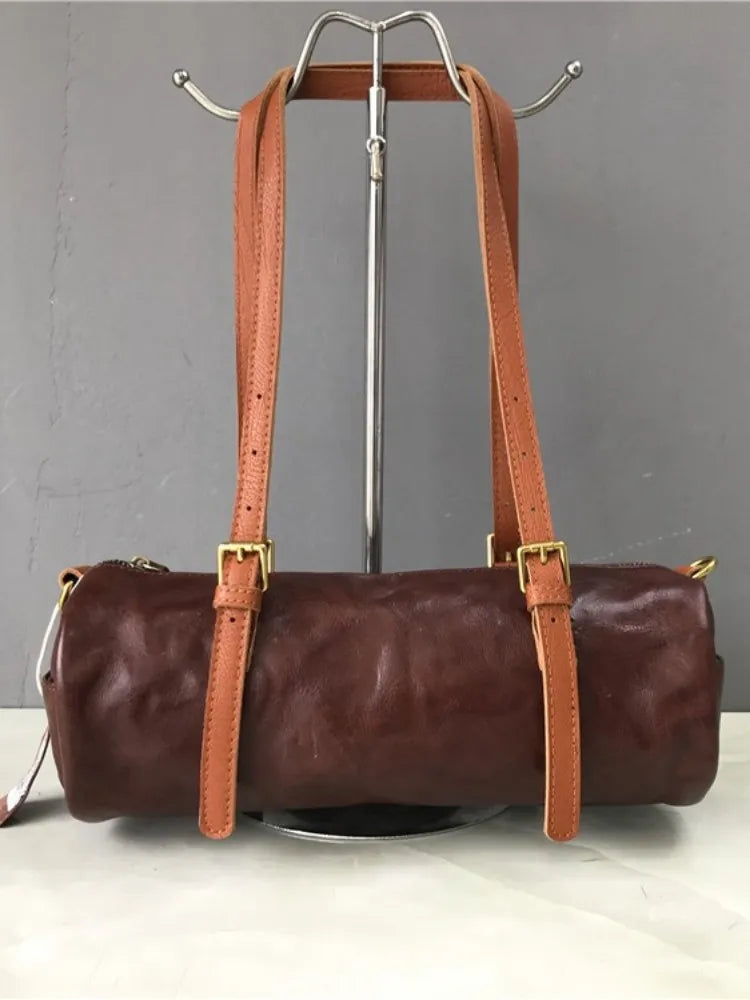 Vintage Leather Boston Shoulder Bag