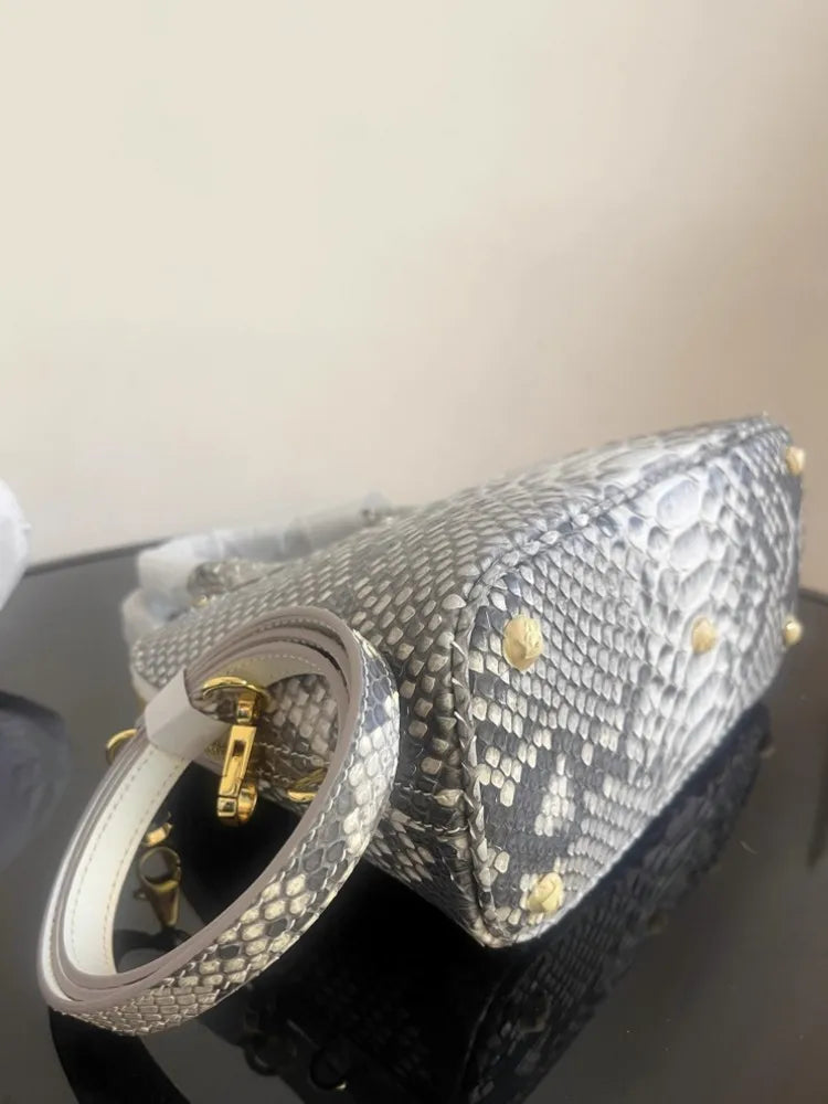 Retro Snakeskin Leather Handbag