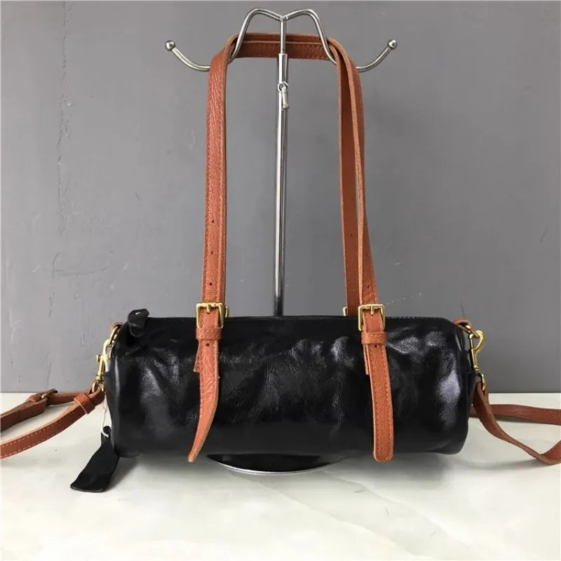 Vintage Leather Boston Shoulder Bag