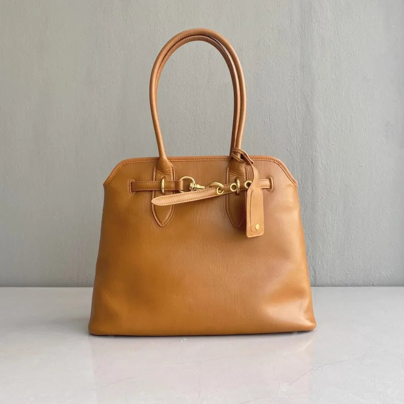 Leather Buckle Tote Bag