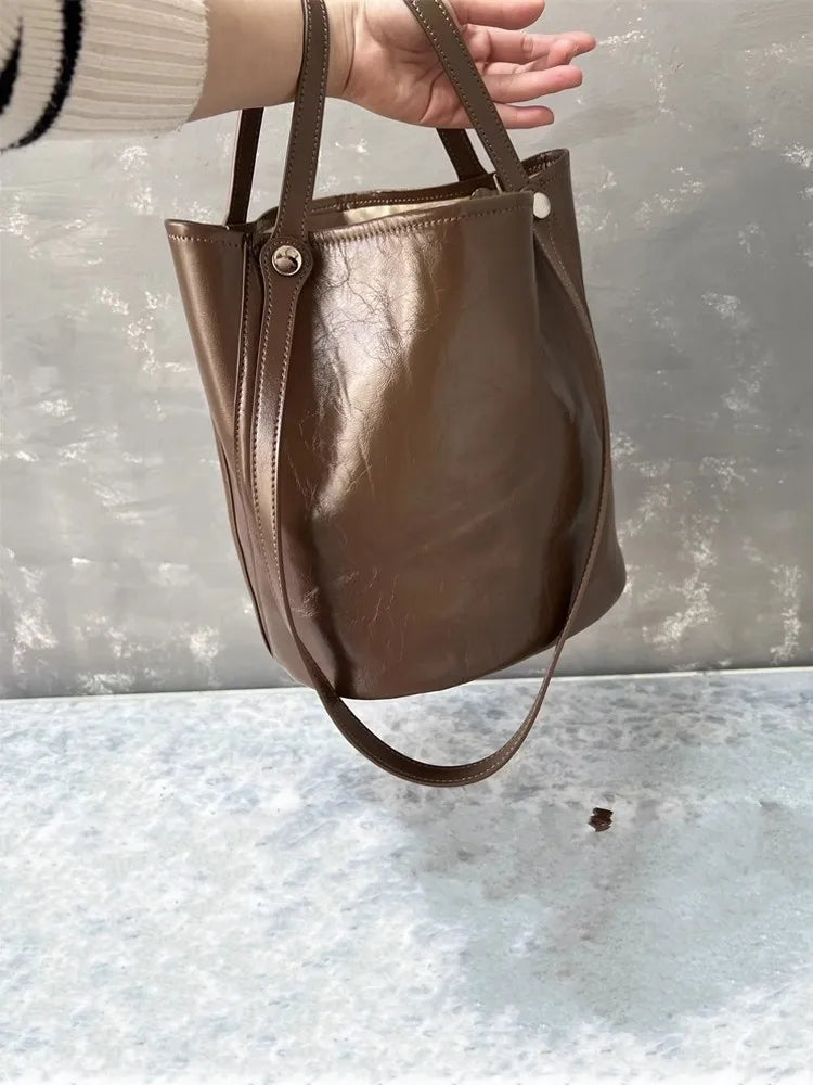 Leather Bucket Shoulder Bag