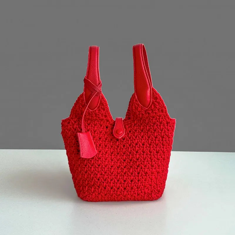 Woven Leather Bucket Bag