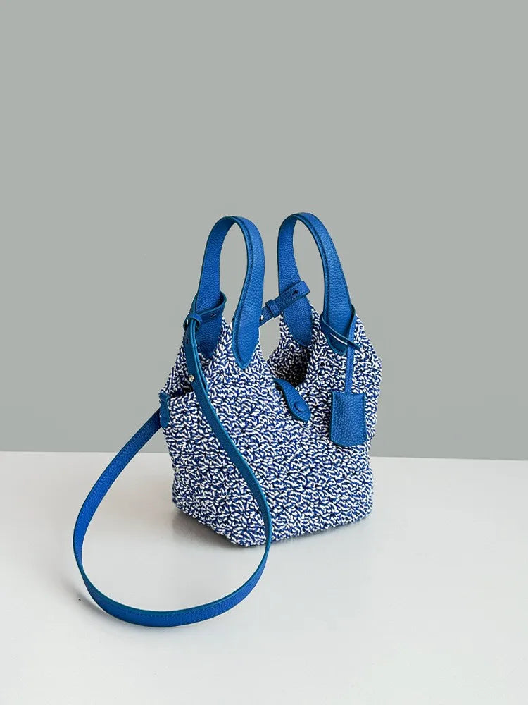 Woven Leather Bucket Bag