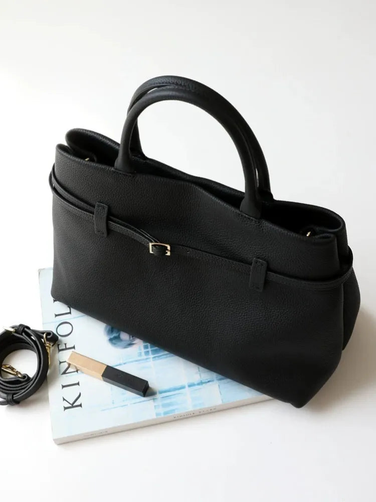 Leather Top Handle Tote Bag