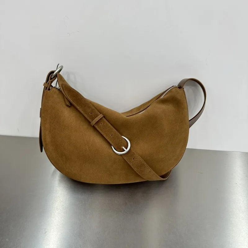 Suede Dumpling Shoulder Bag