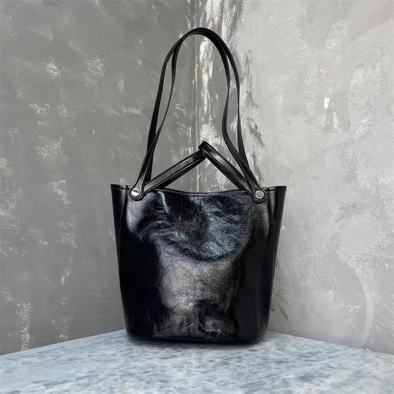 Leather Bucket Shoulder Bag