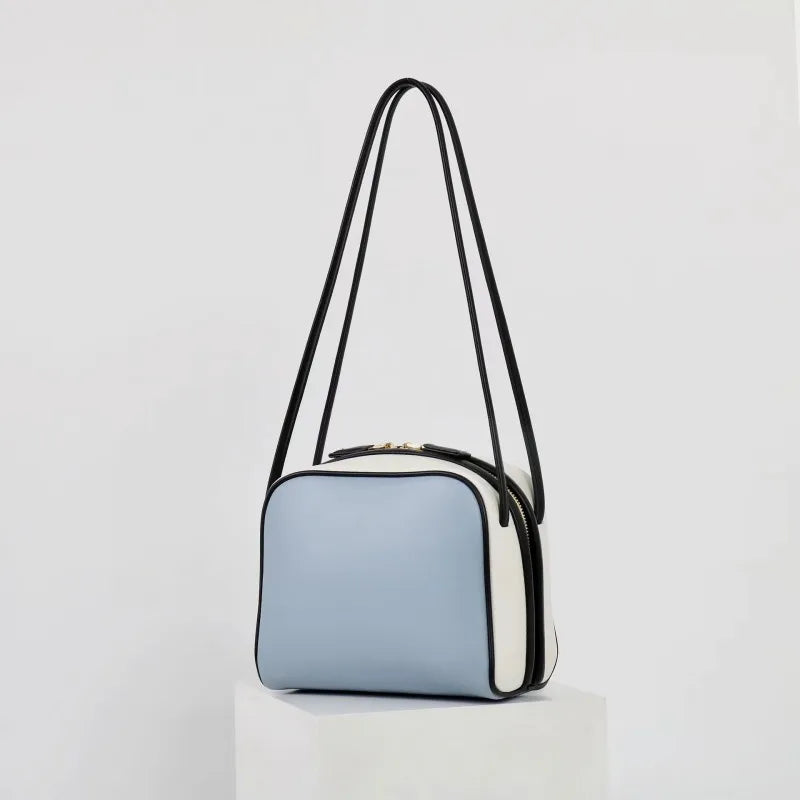 Colorblock Leather Shoulder Bag