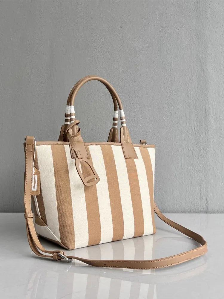 Striped Canvas Tote Bag