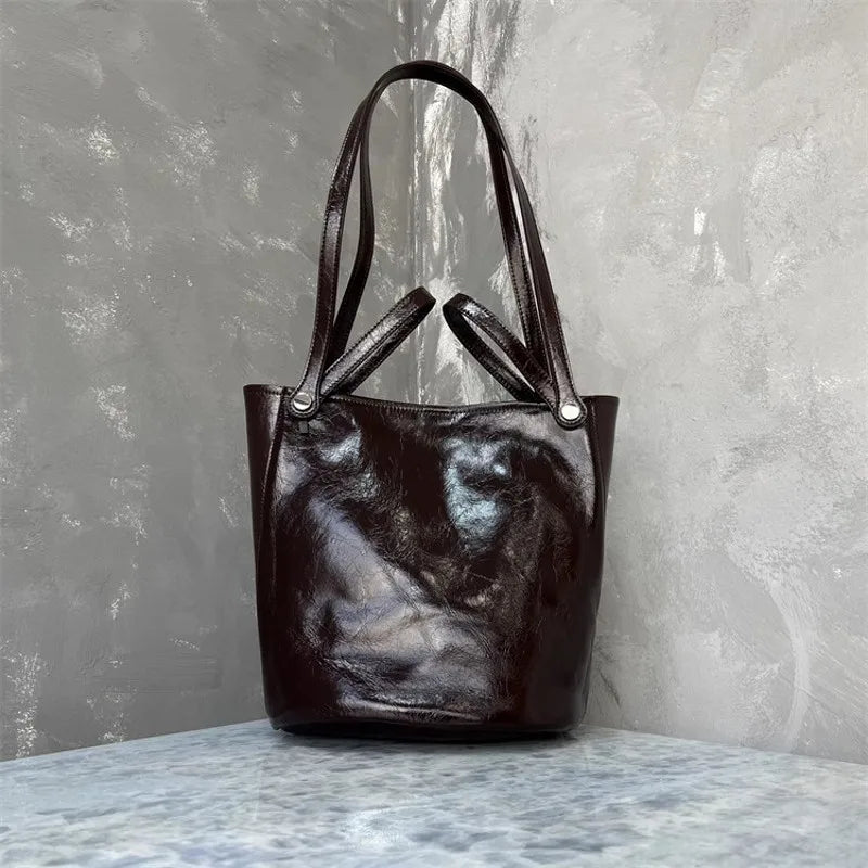 Leather Bucket Shoulder Bag