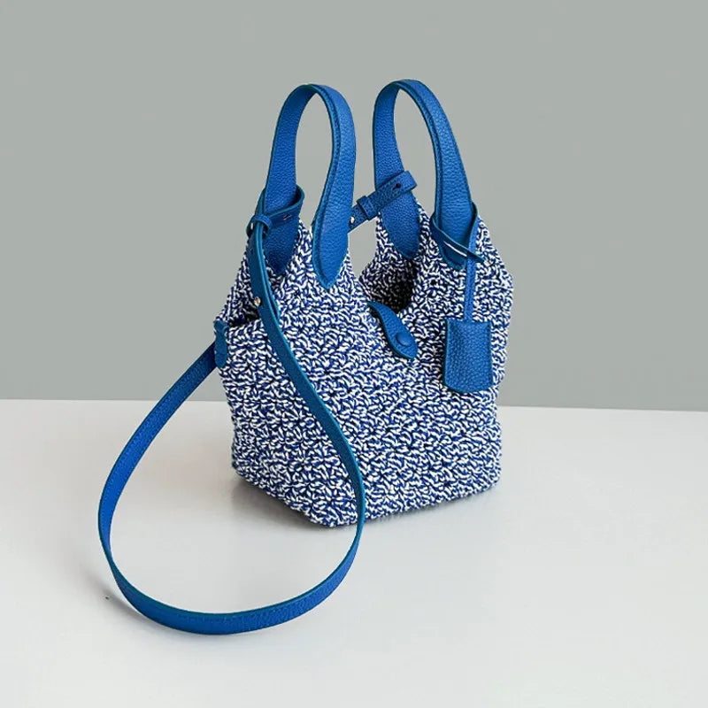 Woven Leather Bucket Bag