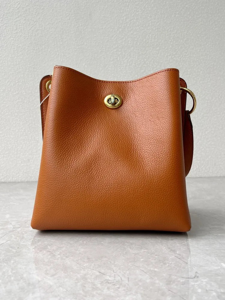 Leather Bucket Shoulder Bag