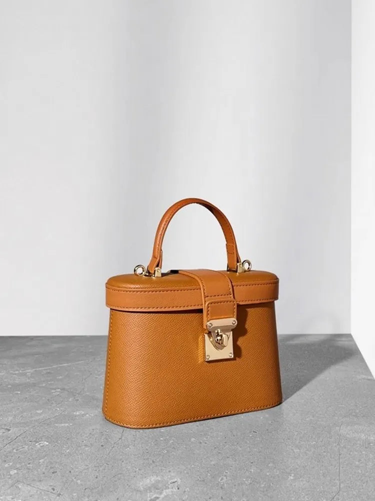 Leather Top Handle Flap Bag