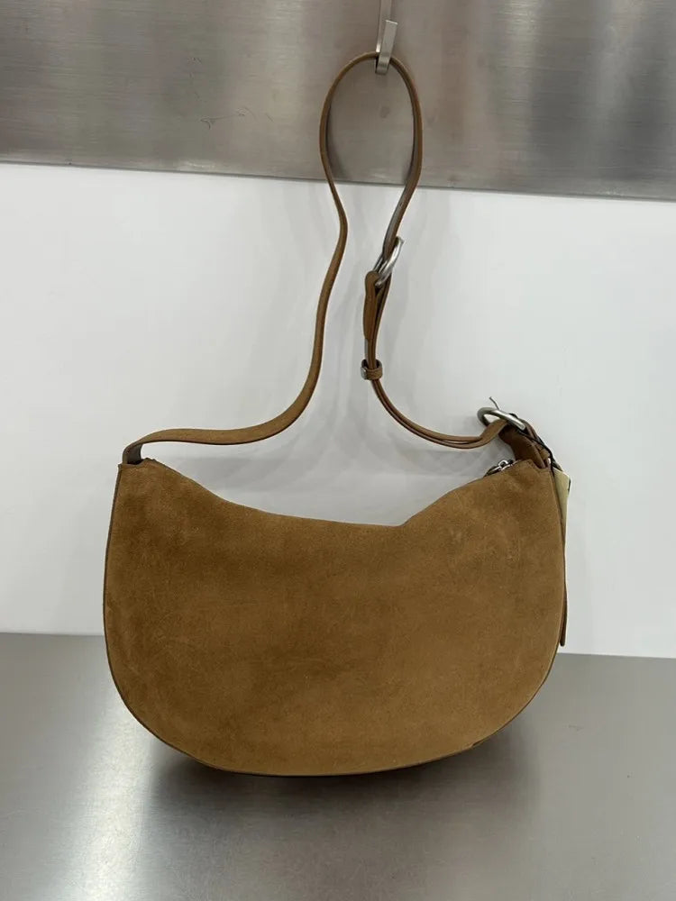 Suede Dumpling Shoulder Bag