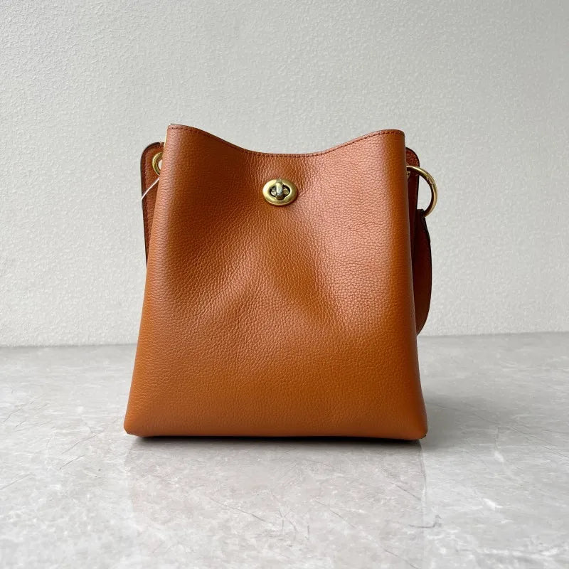 Leather Bucket Shoulder Bag