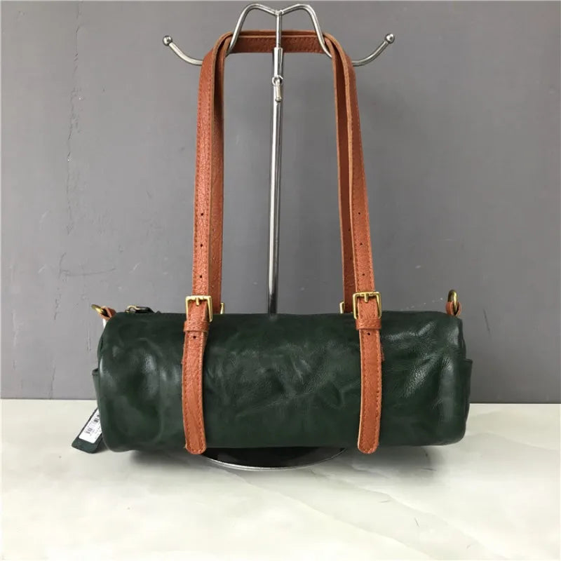 Vintage Leather Boston Shoulder Bag