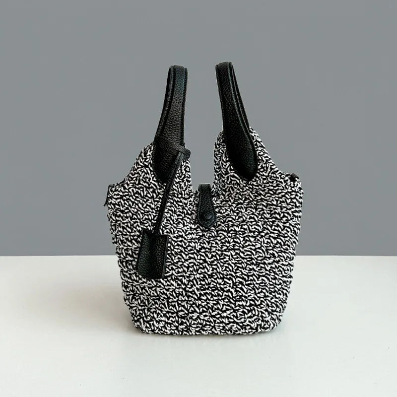 Woven Leather Bucket Bag
