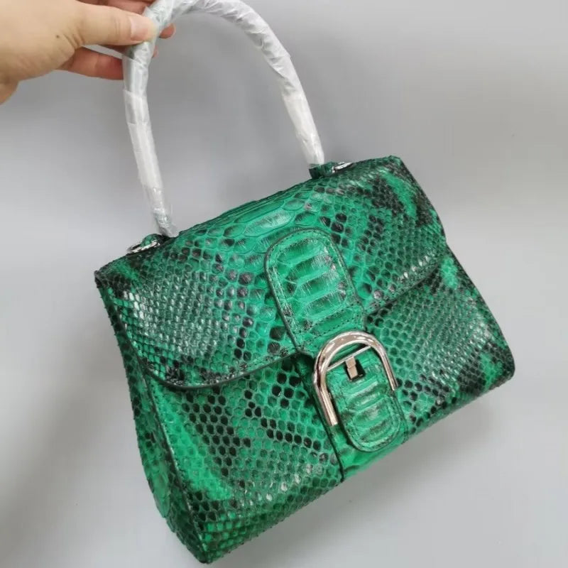 Retro Snakeskin Leather Top Handle Bag