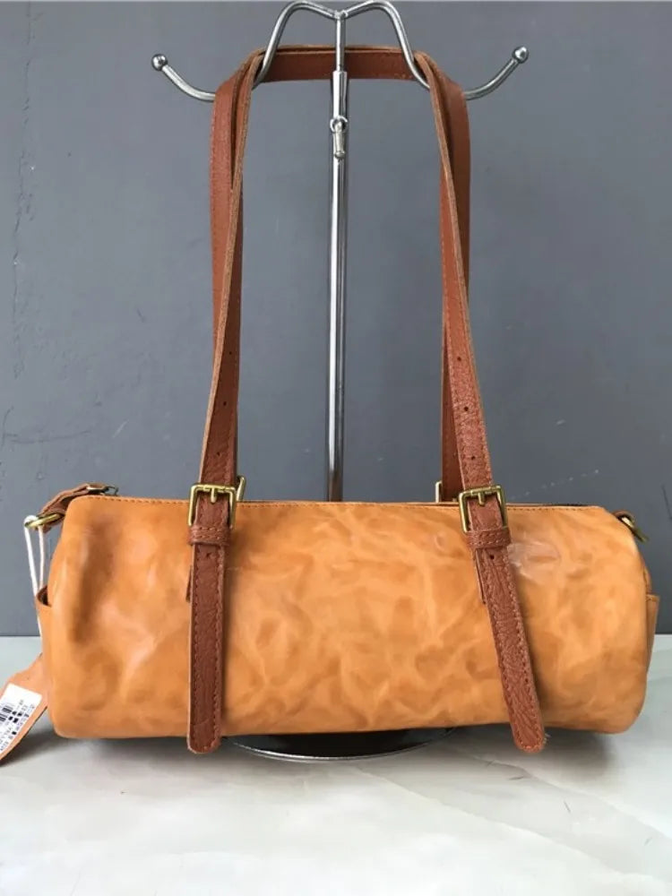 Vintage Leather Boston Shoulder Bag