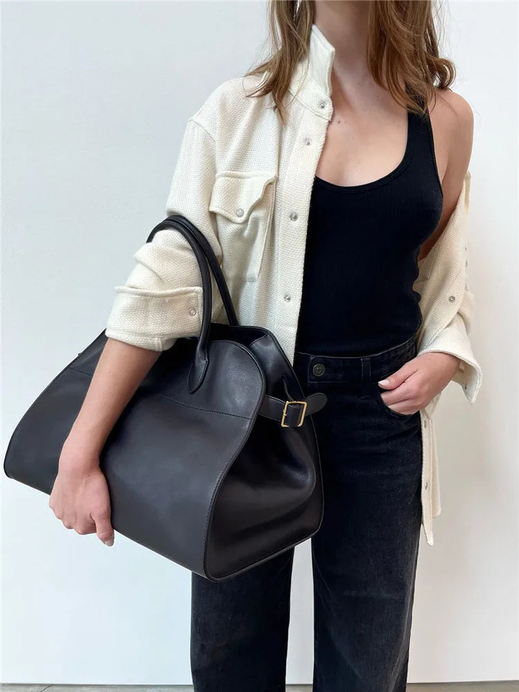 Leather Oversized Top Handle Bag