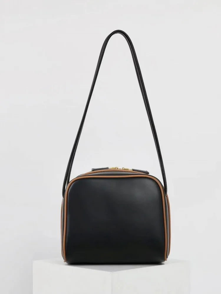 Colorblock Leather Shoulder Bag