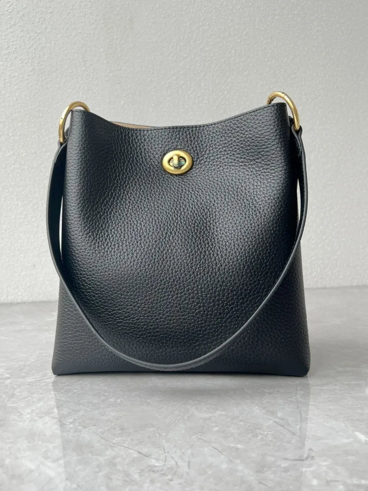 Leather Bucket Shoulder Bag