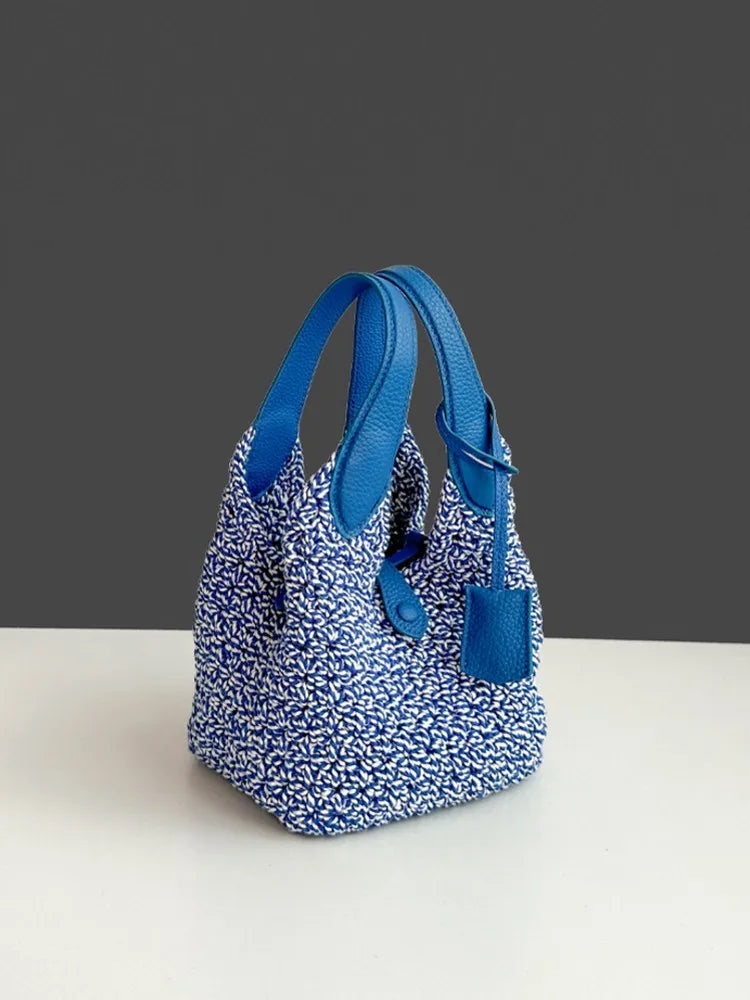 Woven Leather Bucket Bag