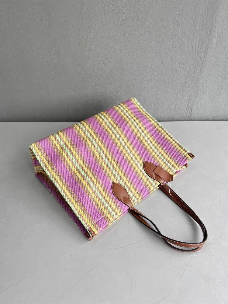 Striped Canvas Tote Bag