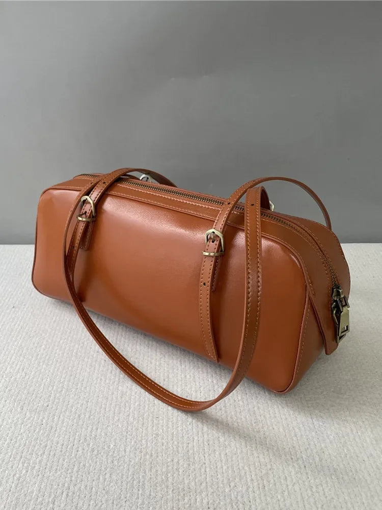 Leather Zip Shoulder Bag