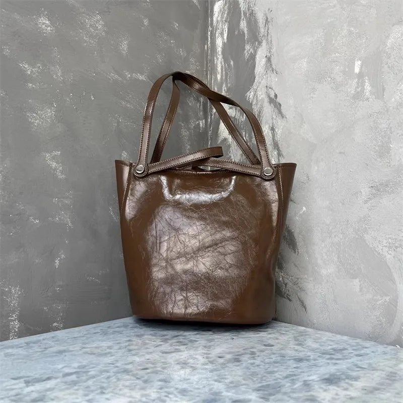 Leather Bucket Shoulder Bag