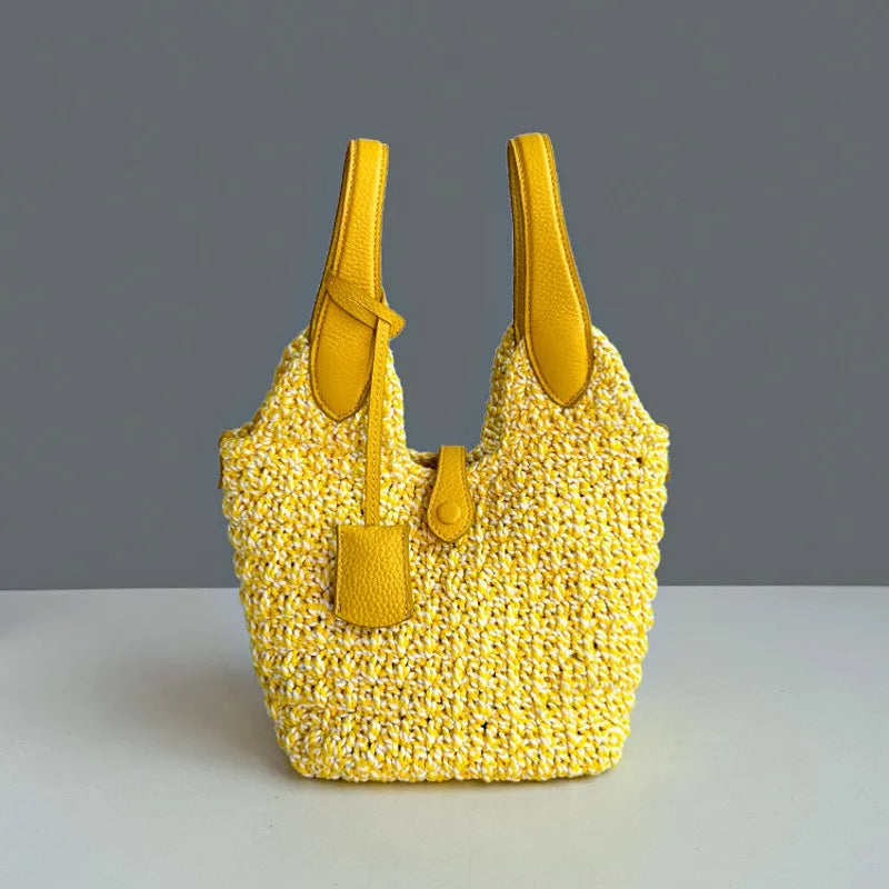 Woven Leather Bucket Bag