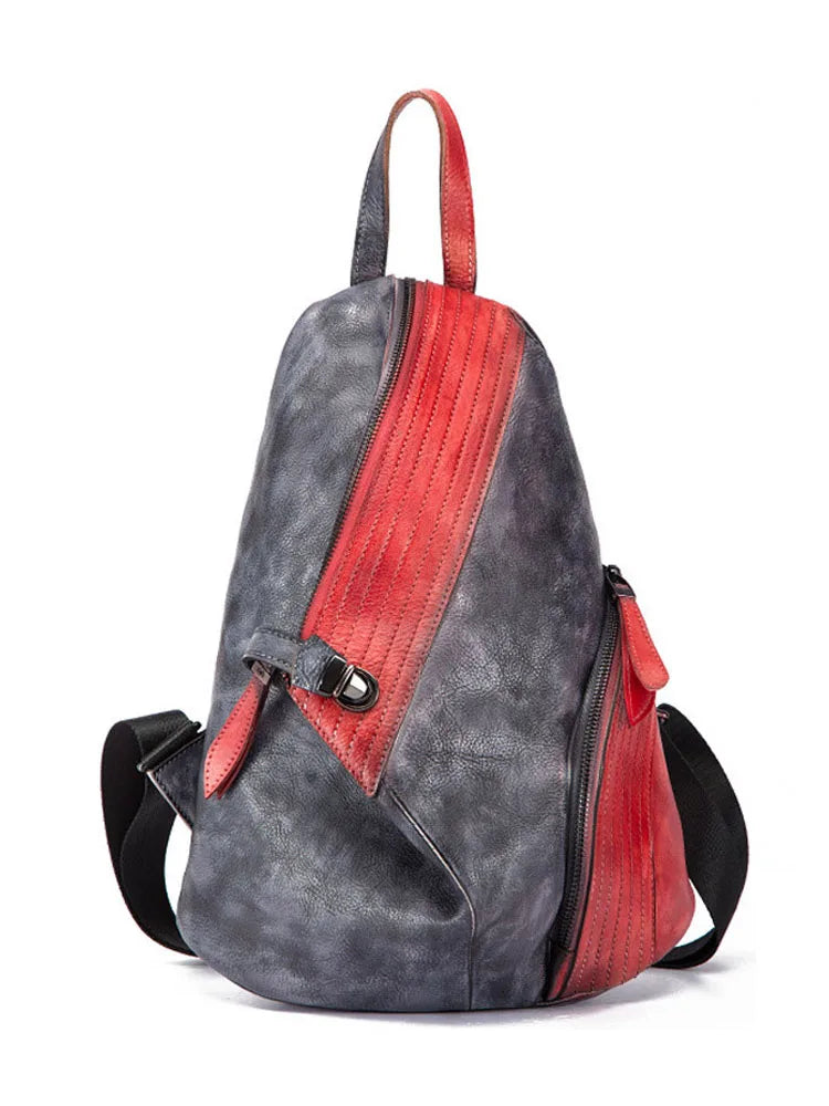 Colorblock Leather Backpack