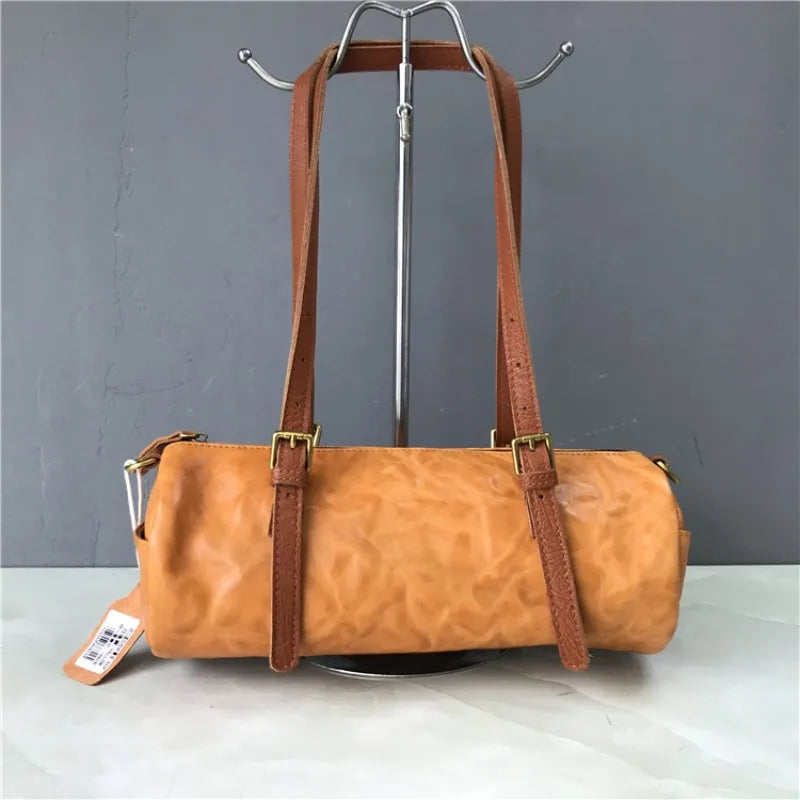 Vintage Leather Boston Shoulder Bag