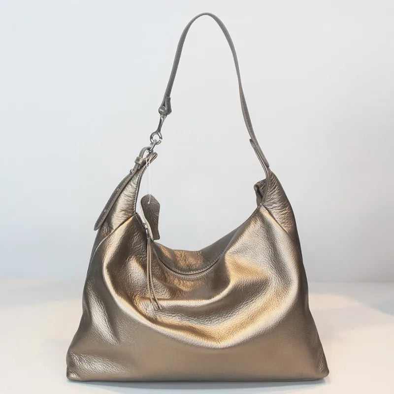 Metallic Leather Shoulder Bag