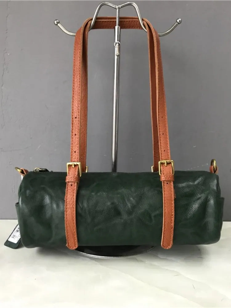 Vintage Leather Boston Shoulder Bag