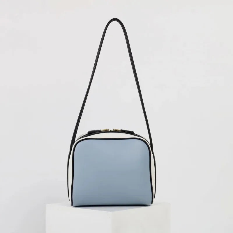 Colorblock Leather Shoulder Bag