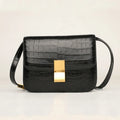 Croc-Embossed Leather Flap Shoulder Bag