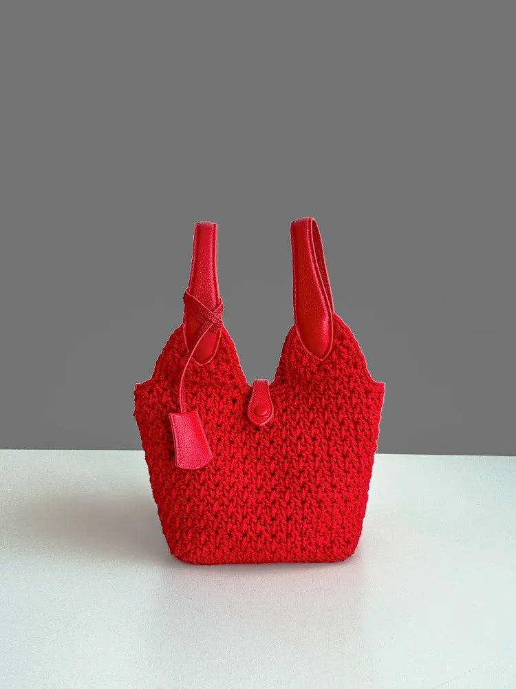 Woven Leather Bucket Bag
