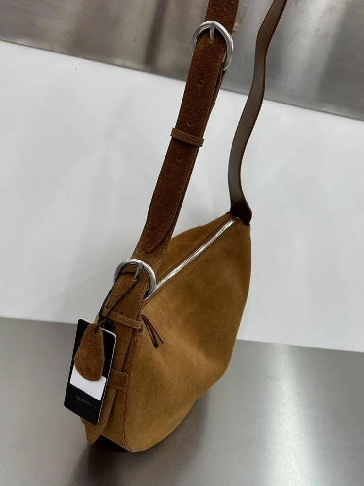 Suede Dumpling Shoulder Bag