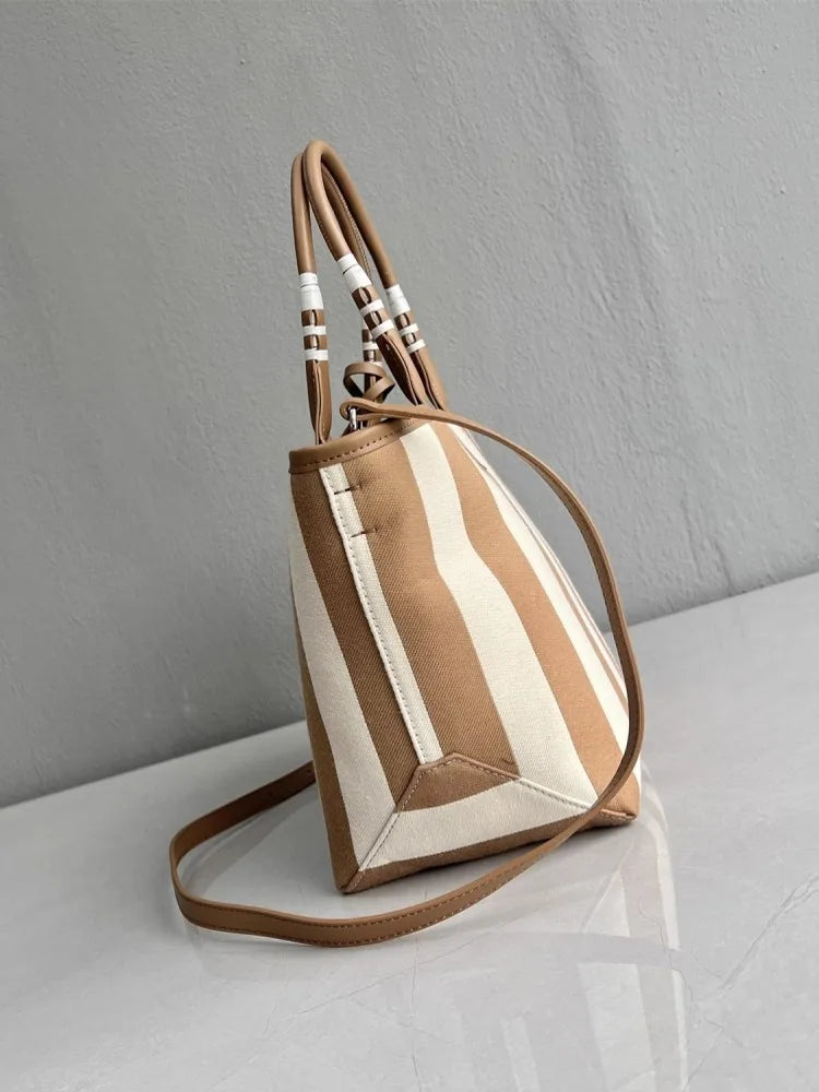Striped Canvas Tote Bag