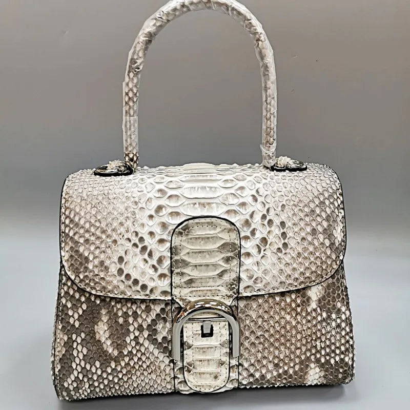 Retro Snakeskin Leather Top Handle Bag