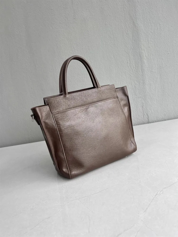 Vintage Leather Flap Tote Bag