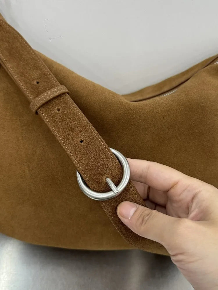 Suede Dumpling Shoulder Bag