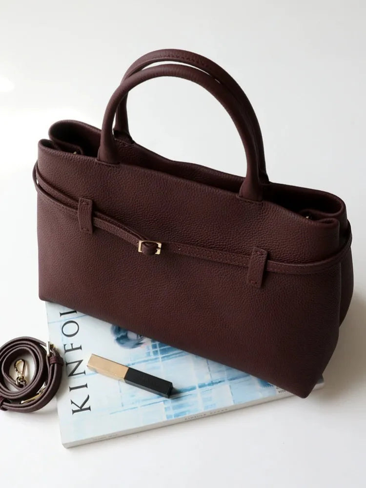 Leather Top Handle Tote Bag