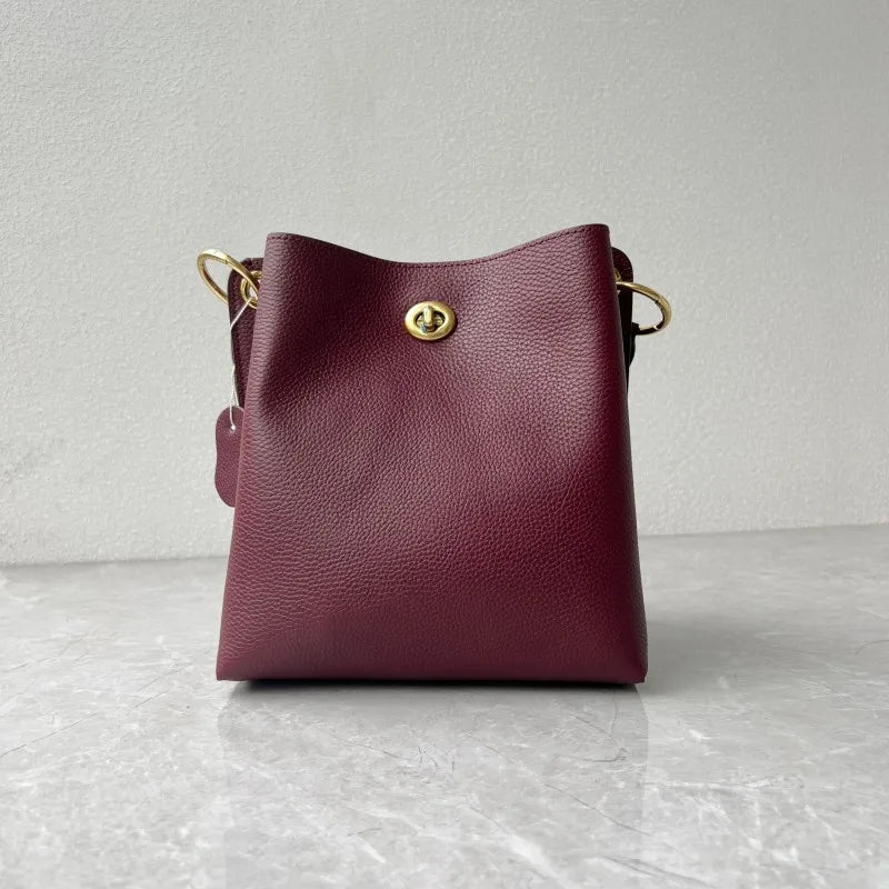 Leather Bucket Shoulder Bag